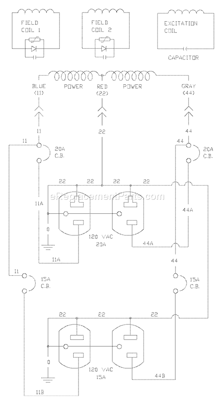 Page C Diagram and Parts List for 030222-0  Briggs and Stratton Generator